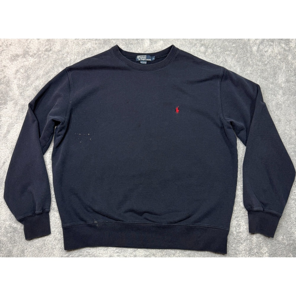 Vintage Y2K Polo Ralph Lauren Crewneck Sweatshirt Navy Blue Red Pony Mens Large